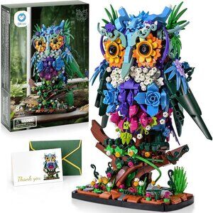 Kids Green Sillbird Owl Animal Flower Valentines Day Home Decor Building Toy Set